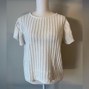 Simons Importation d’Italie Crochet Top M/L | White | Ruffle Flutter Sleeves